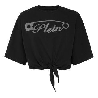 Philipp Plein T-shirt Ronde Hals SS Crop - Dames - T-shirts - Zwart - S - Katoen - Tops
