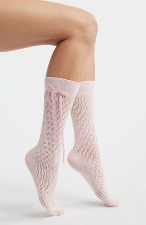 High Heel Jungle Charma Tie Pointelle Crew Socks in Pink at Nordstrom