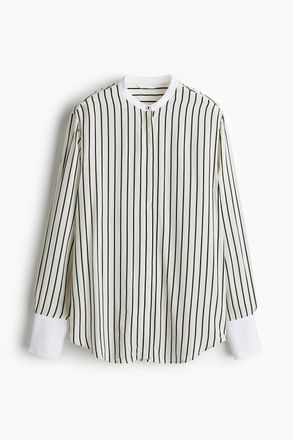 H&M Cr&ecirc;pe-Bluse - Cremefarben/Gestreift