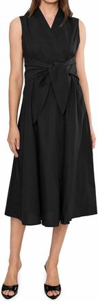 Elliott Lauren Sleeveless Faux Midi Wrap Dress With Tie Front In Black