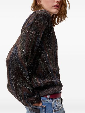 Missoni Sequin-Embellished Zigzag Knit Cardigan - Grey