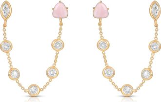 Ettika Double Piercing Drop Earrings in Rose Quartz at Nordstrom