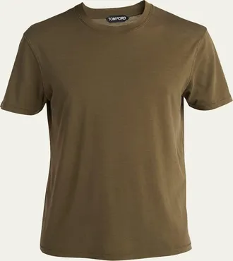 Tom Ford Mens Lyocell-Cotton Crewneck T-Shirt