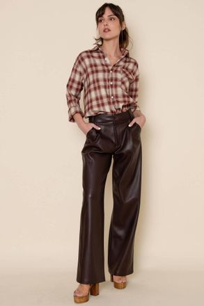 FORE COLLECTION Calabria Vegan Leather Pant In Brown