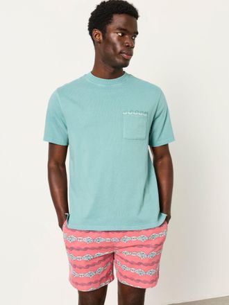 Fat Face FatFace Easton Relaxed Fit Teal Blue Patch Pocket Tshirt