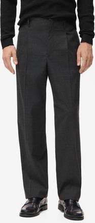 Mango Relaxed Fit Pleated Pants in Dark Heather Grey at Nordstrom, Size 32
