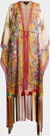 Etro Multicolor Fringe-Trim Kaftan Coverup