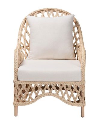 Baxton Studio Florence Bohemian Braided Rattan Arm Chair