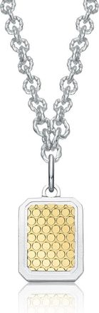 Rachel Glauber Two-Tone Dog Tag Textured Pendant Necklace