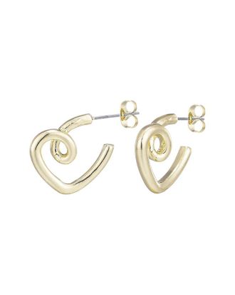 Adornia Adornia Plated Crystal Lined Heart Hoop Earrings