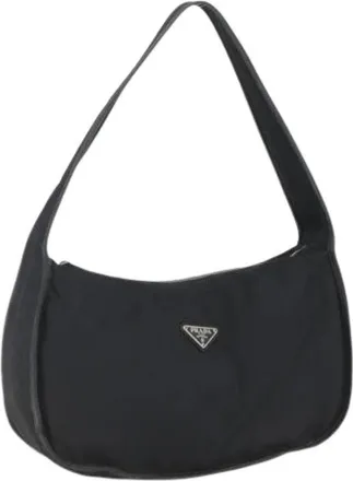 Prada Pre-owned Shoulder Bags, female, Black, Size: ONE SIZE Pre-owned Vintage Nylon Shoulder Bag