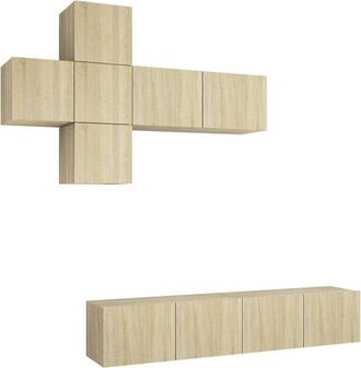 vidaXL Juego De Muebles De Sal&oacute;n 7 Piezas Roble Sonoma Vidaxl