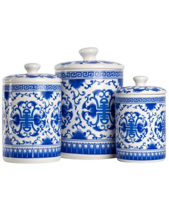 10 Strawberry Street Chinoiserie 3Pc Canister Set