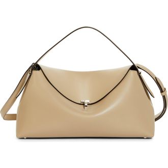 Toteme T-Lock Top Handle Leather Shoulder Bag in Fawn at Nordstrom