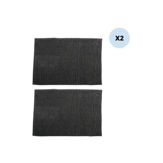 MSV Juego De 2 Alfombras De Ba&ntilde;o Chenille Microfibra 50x80cm Gris Oscuro Msv
