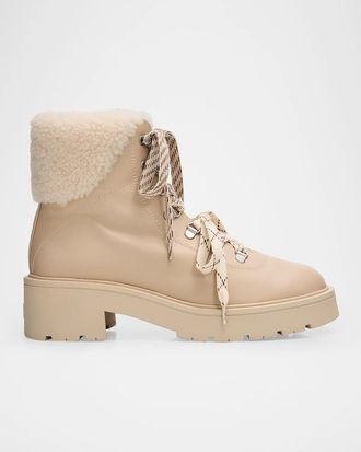 Stuart Weitzman Ren Shearling-Lined Leather Hiker Boots