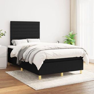 vidaXL Cama Box Spring Con Colch&oacute;n Tela Negro 120x200 Cm Vidaxl