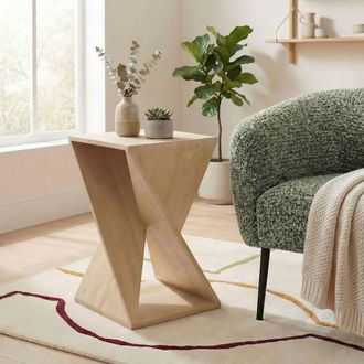Furniturebox Ararat Square Light Oak Wood Side Table in Light Brown