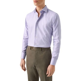 Eton Contemporary Fit Herringbone Dress Shirt in Light Purple at Nordstrom Rack, Size 15