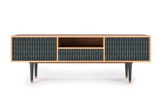 StoryZ Mueble de TV azul y amarillo 2 cajones y 1 puerta L 170 cm