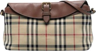 Burberry Pre-owned Cross Body Bags, female, Brown, Size: ONE SIZE Pre-owned Haymarket Check Crossbody Bag