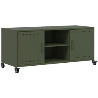 vidaXL Vidaxl - Mueble De Tv De Acero Verde Oliva 100,5x39x43,5 Cm