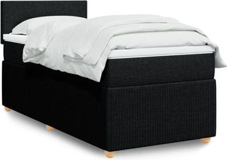 vidaXL Cama Box Spring Con Colch&oacute;n Tela Negro 100x200 Cm Vidaxl