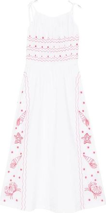 Maison Labiche Floral-embroidered Midi Dress