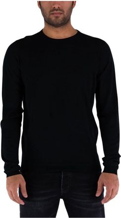 Goes Botanical Effengekleurde Crewneck Trui - Heren - Sweatshirts - Zwart - 4XL - Wol - Hoodies & sweatvesten