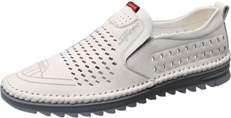 Generic Mens Leather Shoes Easy Wear Slip On Loafers Without Lacing Upper Low Cut Flat Business Shoes Casual Non Slip Breathable Sneakers for Outdoor Walking 