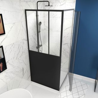 Aurlane Parete Laterale Stile Industriale - 90x200 Cm - Parete Laterale - Profilo Nero Opaco