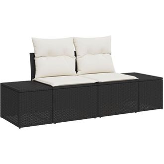 vidaXL Sof&aacute; De Jard&iacute;n Con Coj&iacute;n Negro 123 X 62 X 69cm Rat&aacute;n Sint&eacute;tico Vidaxl