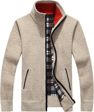 Generic Mens Knitted Cardigans Full Front Zip Closure Zipper Cardigan Mens Full Zip Cardigan Thick Knitted Zipper Pattern Cardigan Sweater Full Zip Front Stan