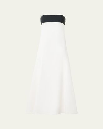 Akris Strapless Denim A-Line Ankle Dress