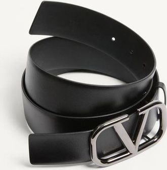 Valentino Garavani Cintura Vlogo Signature In Vitello 40 Mm Uomo NERO 085
