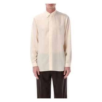 Lardini Oversized Overhemd - Heren - Zakelijke Overhemden - Beige - XL - Linnen - Overhemden