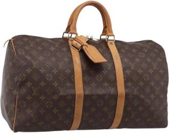 Louis Vuitton Tweedehands Canvas Louis Vuitton tassen - Dames - Vintage Weekendtas - Bruin - ONE Size - Vintage