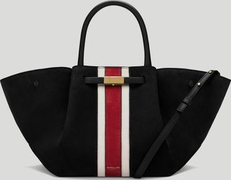 DeMellier The Midi New York in Black Suede & Berry Suede Leather Shoulder bag