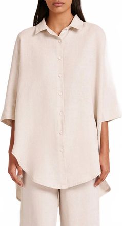 Nude Lucy Lounge Linen Longline Shirt In Natural