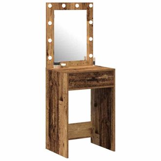 Berkfield Home Elegant Dressing Table with LED Lights Old Wood 50x41x135 cm in Brown | Size: 50 x 41 x 135 cm