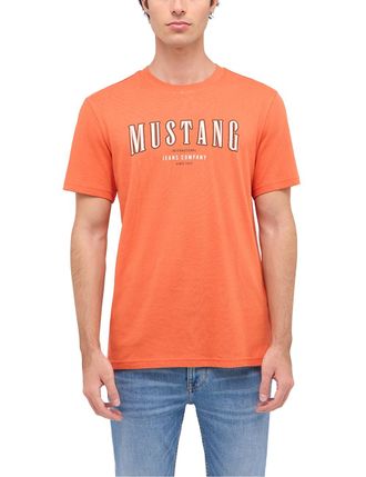 Mustang Kurzarmshirt MUSTANG Style Austin, Herren, Gr. XXL, burn ochre, Jersey, Obermaterial: 100% Baumwolle, bedruckt, normal h&uuml;ftbedeckend, Rundhals, Shirts