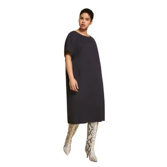 Marina Rinaldi Jersey Jurk met Odalisca Stijl - Dames - Casual kleedjes - Zwart - S - Kleedjes