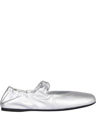 Miu Miu ruffled nappa ballet flats - Silver