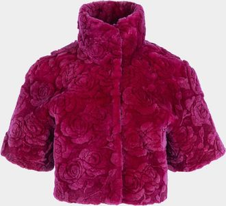 Gorski Select Rose-Print Shearling Bolero