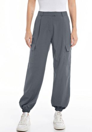Replay Cargohose REPLAY, Damen, Gr. 25, N-Gr, grau (iron gray), Obermaterial: 62% Lyocell, 28% Viskose, 8% Wolle, 2% Elasthan, comfort fit lang, Hosen Cargoh