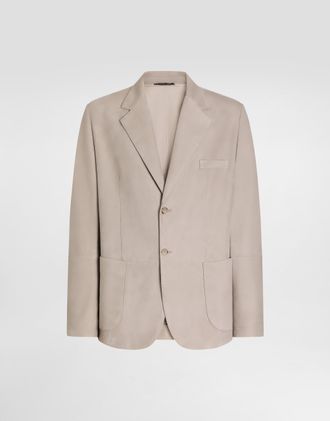 Dolce & Gabbana Single-breasted Jacket In Suede - Man Suits And Blazers Gray 48