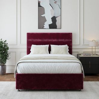 Bedmaster Chenille Divan Base & Lined Headboard in Aubergine | Size: Single
