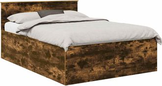 vidaXL Estructura De Cama Con Cabecera Roble Ahumado 150 X 200 Cm Vidaxl