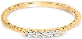 House of Brilliance 10K Yellow Gold 1/10 Cttw Diamond 5 Stone Braided Shank Band Ring at Nordstrom, Size 8
