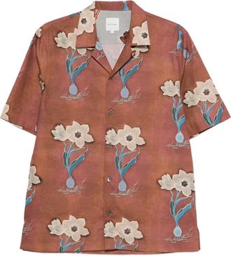Paul Smith Camicia a fiori con maniche corte - Marrone